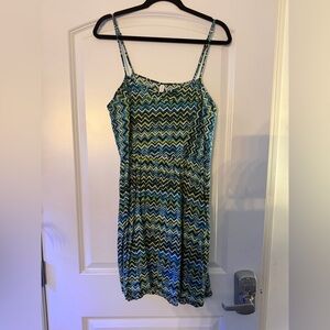 Xhilaration Blue and Green Zigzag Dress